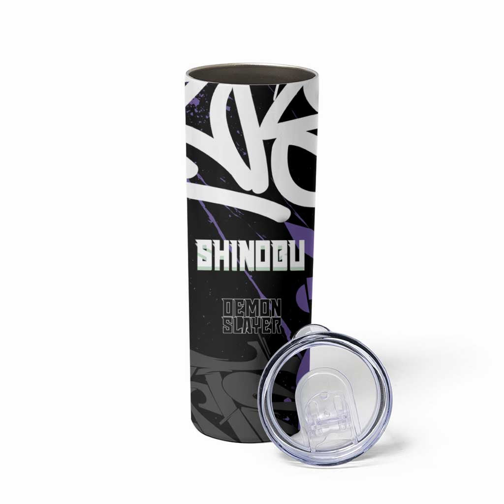 Kocho Shinobu Demon Slayer Skinny Tumbler Purple & Black Graffiti Anime