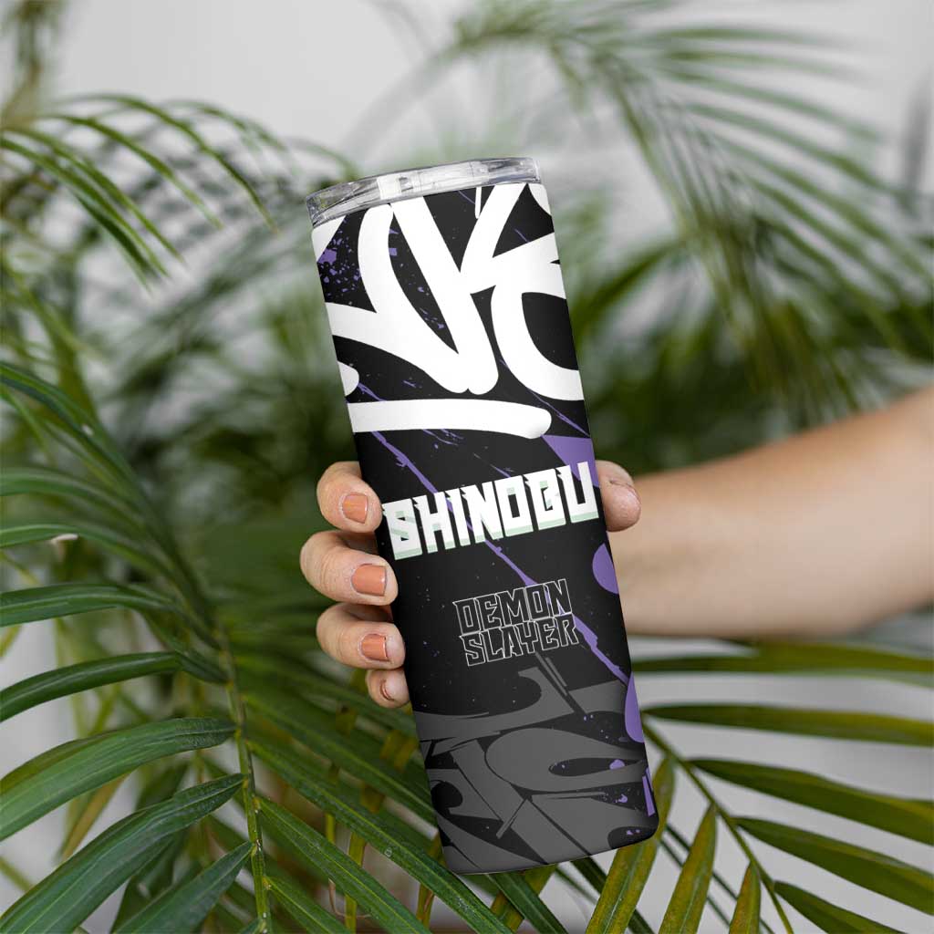 Kocho Shinobu Demon Slayer Skinny Tumbler Purple & Black Graffiti Anime
