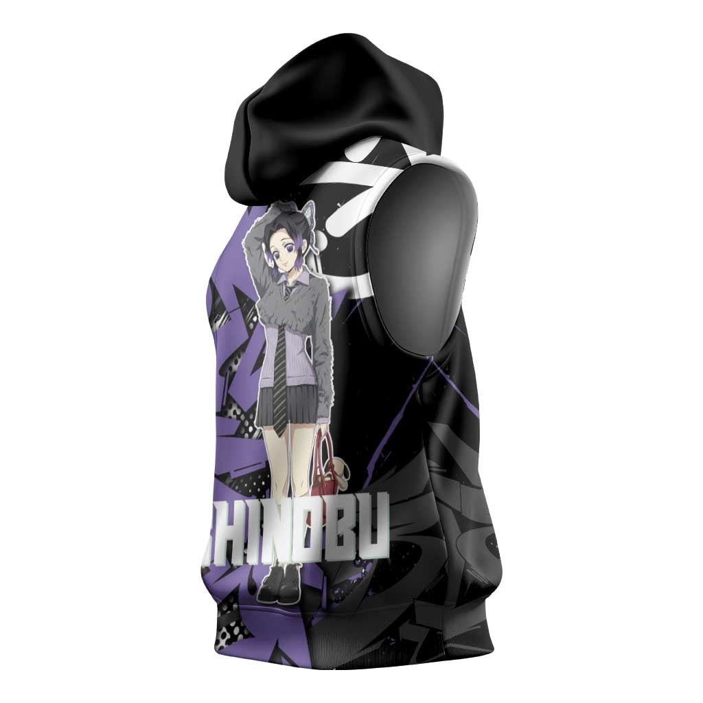 Kocho Shinobu Demon Slayer Sleeveless Hoodie Purple & Black Graffiti Anime