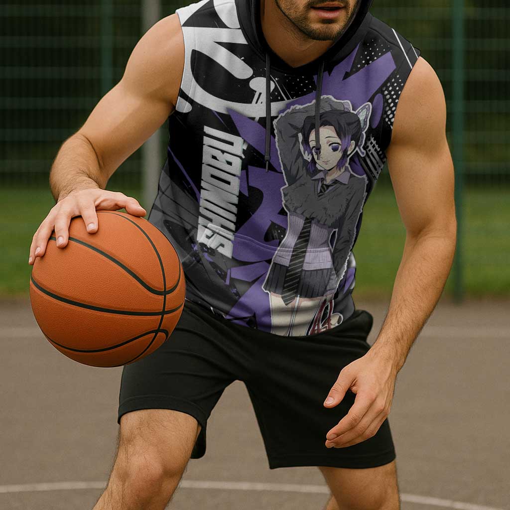 Kocho Shinobu Demon Slayer Sleeveless Hoodie Purple & Black Graffiti Anime
