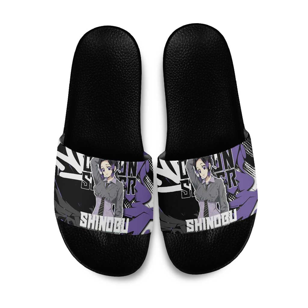 Kocho Shinobu Demon Slayer Slide Sandals Purple & Black Graffiti Anime