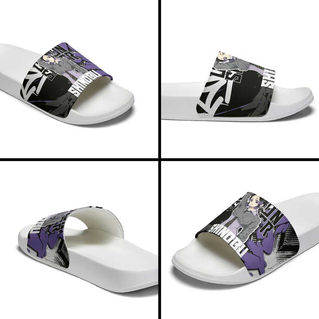 Kocho Shinobu Demon Slayer Slide Sandals Purple & Black Graffiti Anime