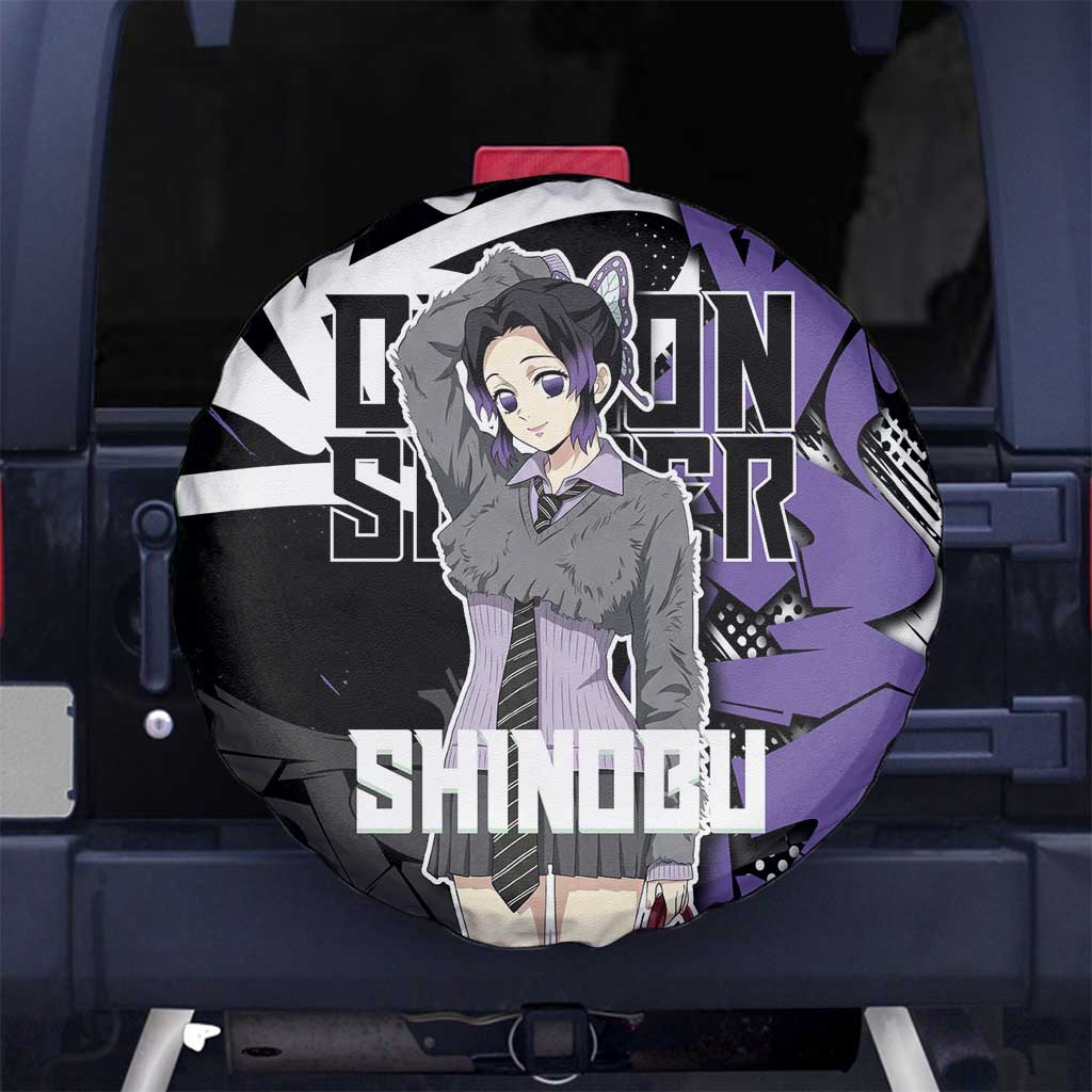 Kocho Shinobu Demon Slayer Spare Tire Cover Purple & Black Graffiti Anime