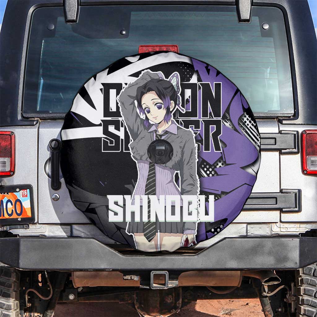 Kocho Shinobu Demon Slayer Spare Tire Cover Purple & Black Graffiti Anime