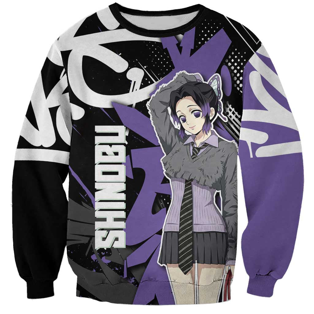 Kocho Shinobu Demon Slayer Sweatshirt Purple & Black Graffiti Anime