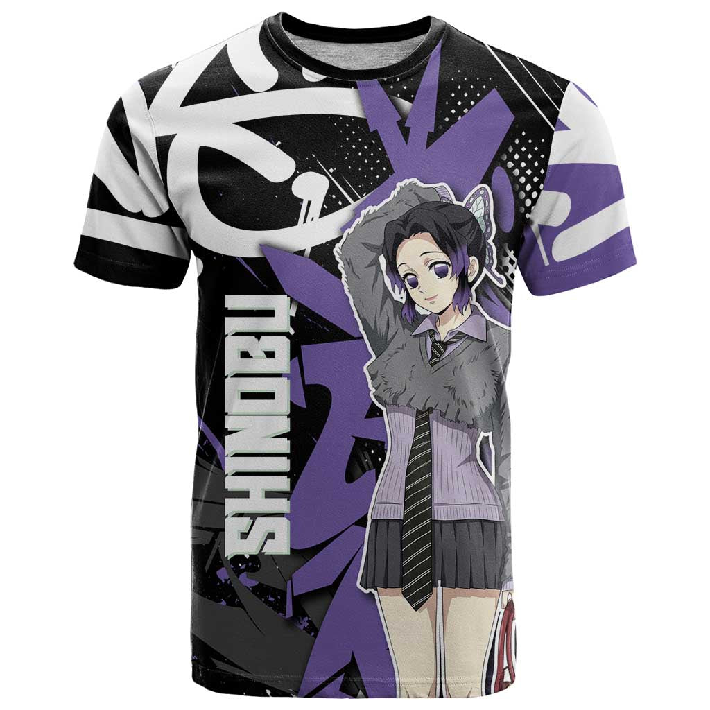Kocho Shinobu Demon Slayer T Shirt Purple & Black Graffiti Anime