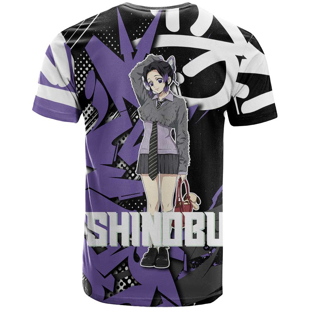 Kocho Shinobu Demon Slayer T Shirt Purple & Black Graffiti Anime