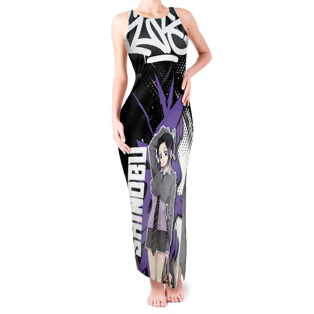 Kocho Shinobu Demon Slayer Tank Maxi Dress Purple & Black Graffiti Anime
