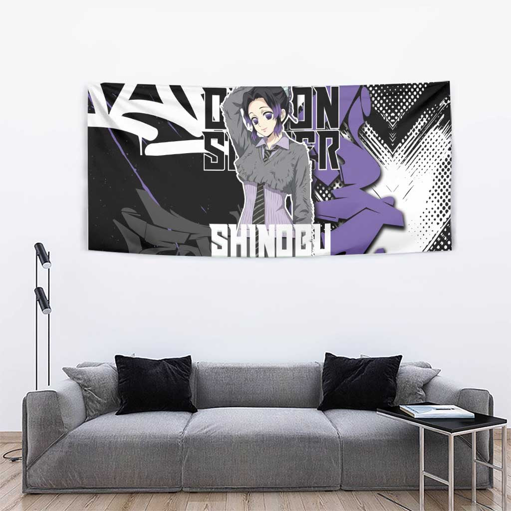 Kocho Shinobu Demon Slayer Tapestry Purple & Black Graffiti Anime