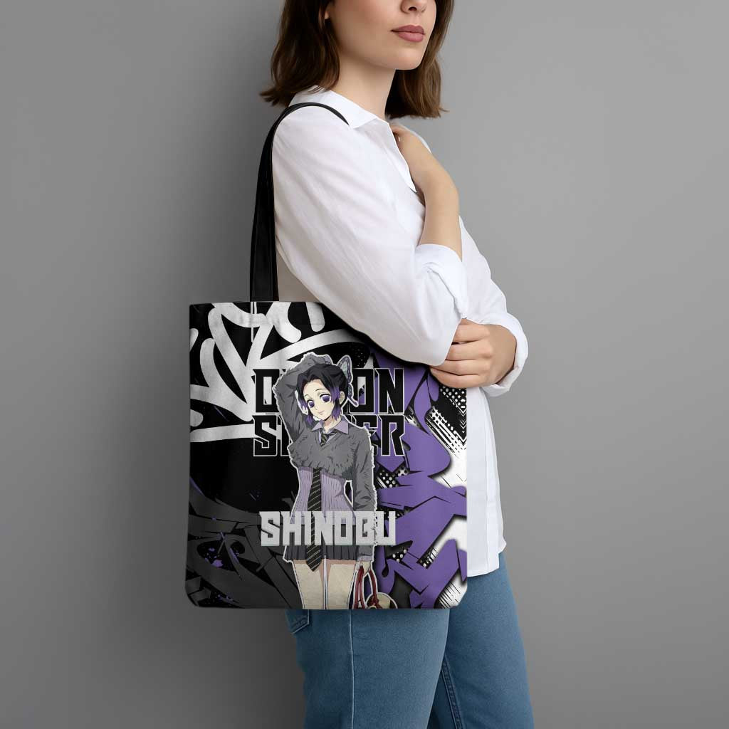 Kocho Shinobu Demon Slayer Tote Bag Purple & Black Graffiti Anime
