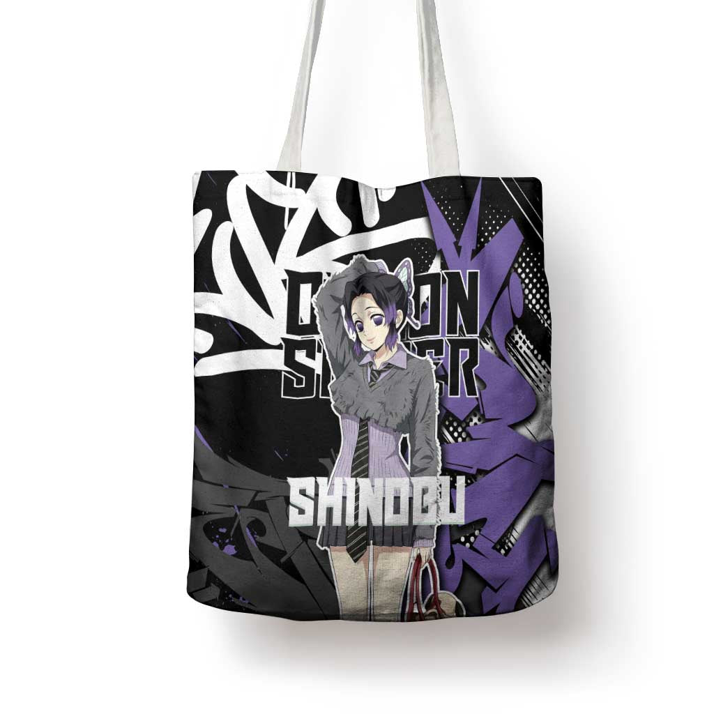 Kocho Shinobu Demon Slayer Tote Bag Purple & Black Graffiti Anime