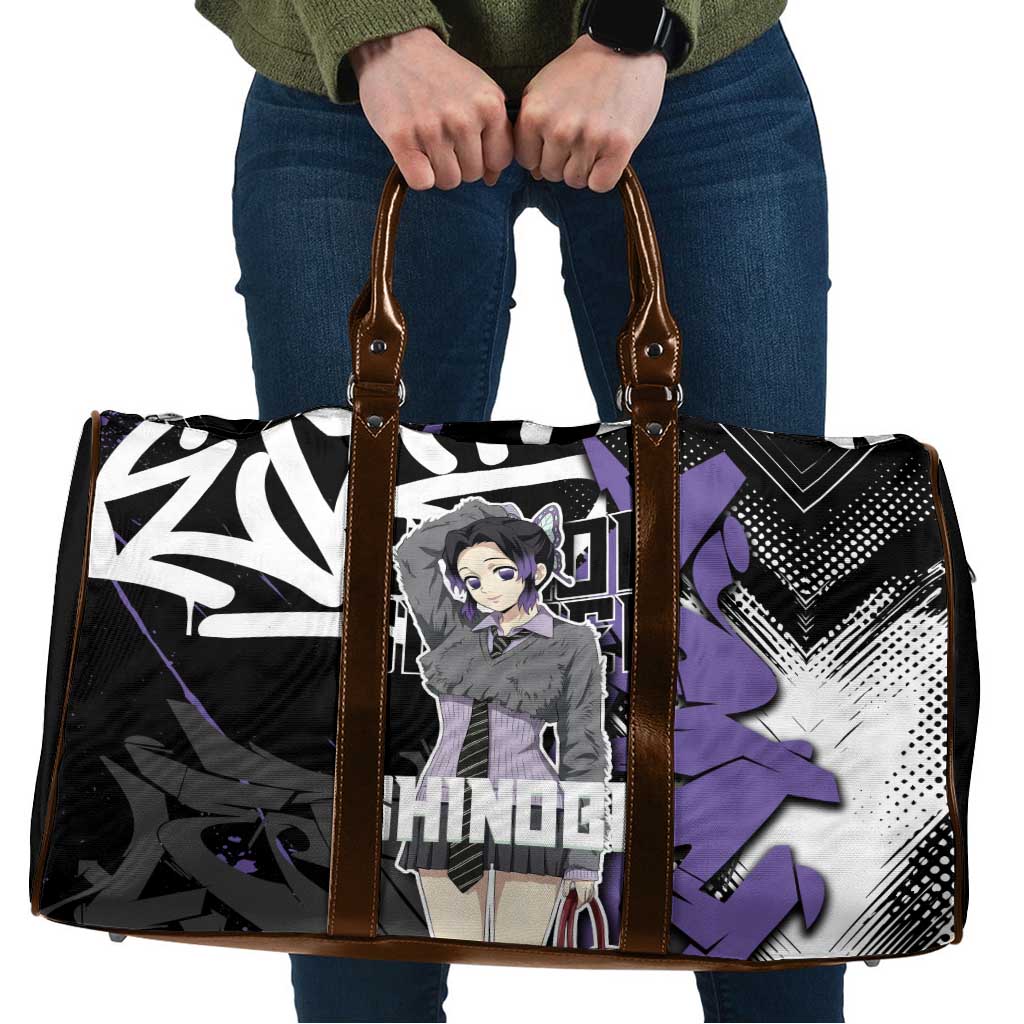 Kocho Shinobu Demon Slayer Travel Bag Purple & Black Graffiti Anime