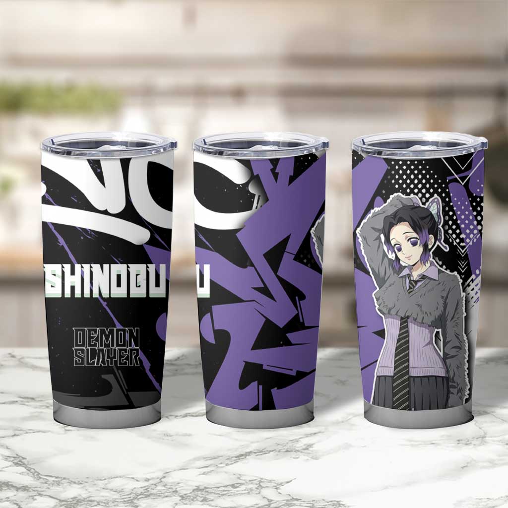 Kocho Shinobu Demon Slayer Tumbler Cup Purple & Black Graffiti Anime