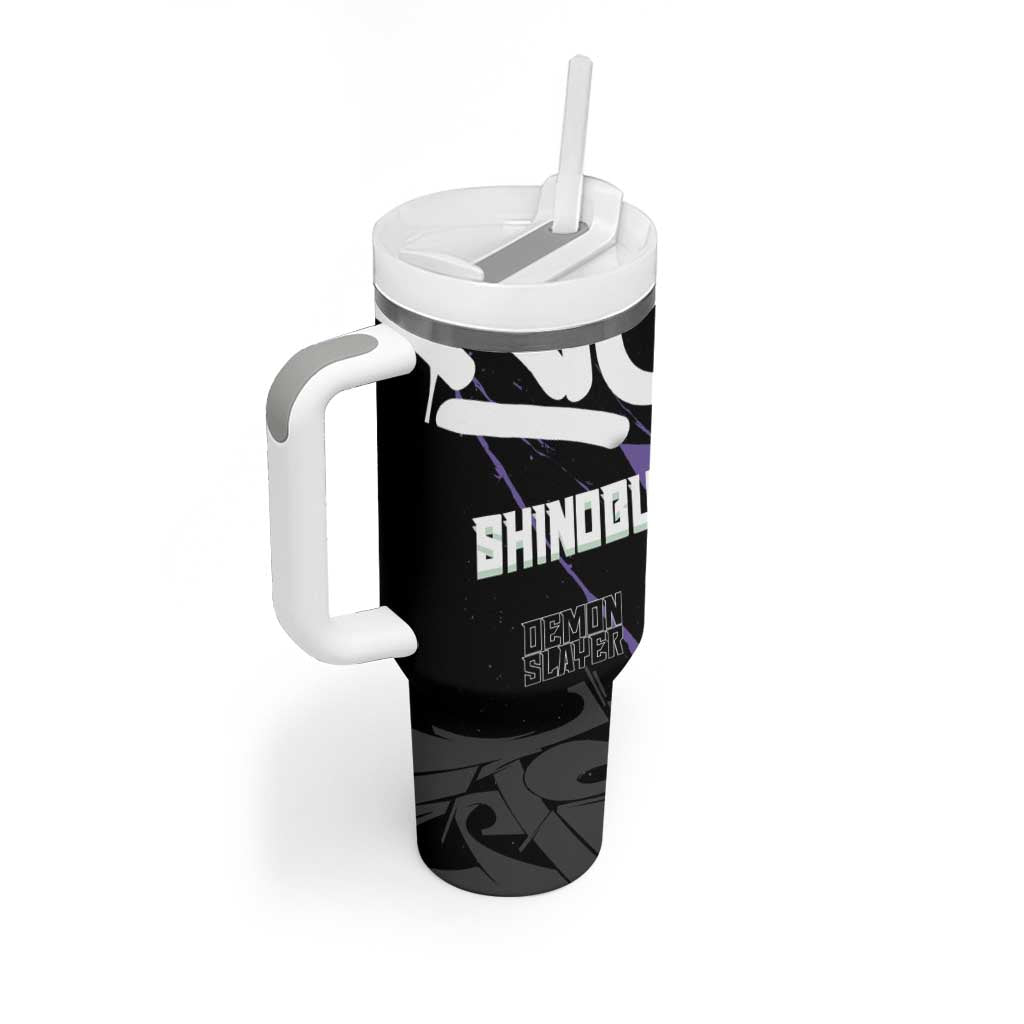 Kocho Shinobu Demon Slayer Tumbler With Handle Purple & Black Graffiti Anime