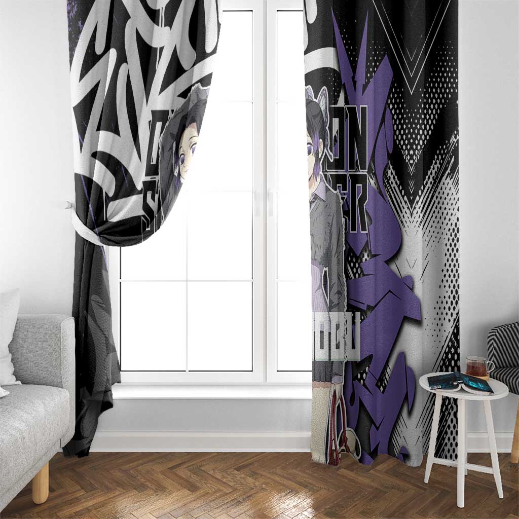 Kocho Shinobu Demon Slayer Window Curtain Purple & Black Graffiti Anime