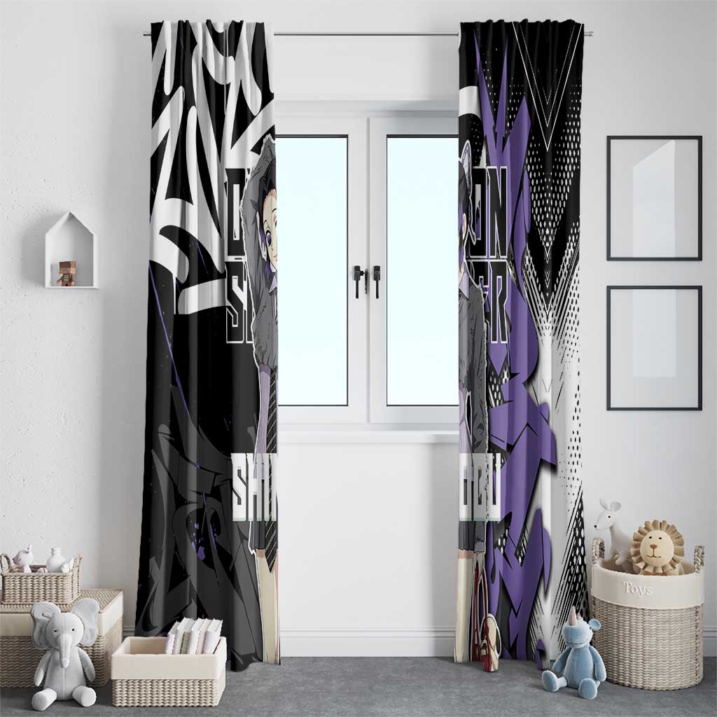 Kocho Shinobu Demon Slayer Window Curtain Purple & Black Graffiti Anime