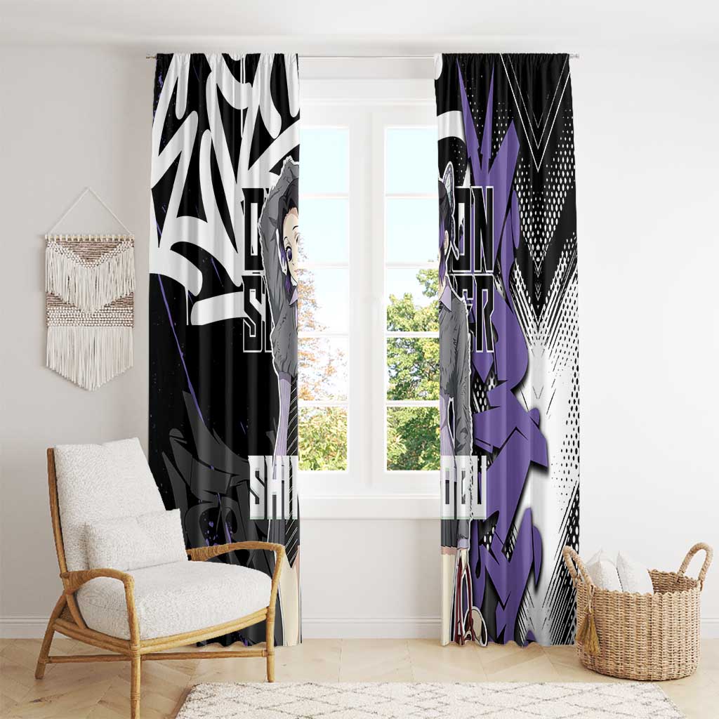 Kocho Shinobu Demon Slayer Window Curtain Purple & Black Graffiti Anime