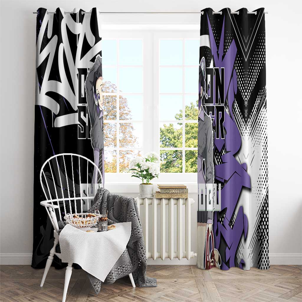 Kocho Shinobu Demon Slayer Window Curtain Purple & Black Graffiti Anime
