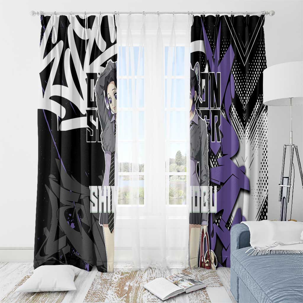 Kocho Shinobu Demon Slayer Window Curtain Purple & Black Graffiti Anime