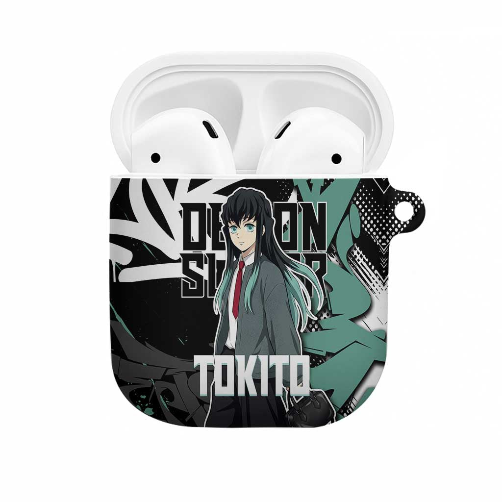 Muichiro Tokito Demon Slayer AirPods Case Teal & Black Graffiti Anime