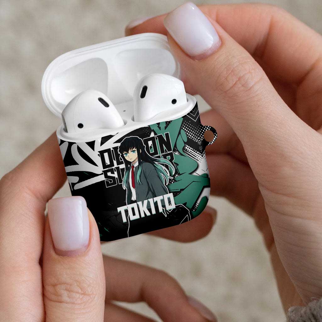 Muichiro Tokito Demon Slayer AirPods Case Teal & Black Graffiti Anime