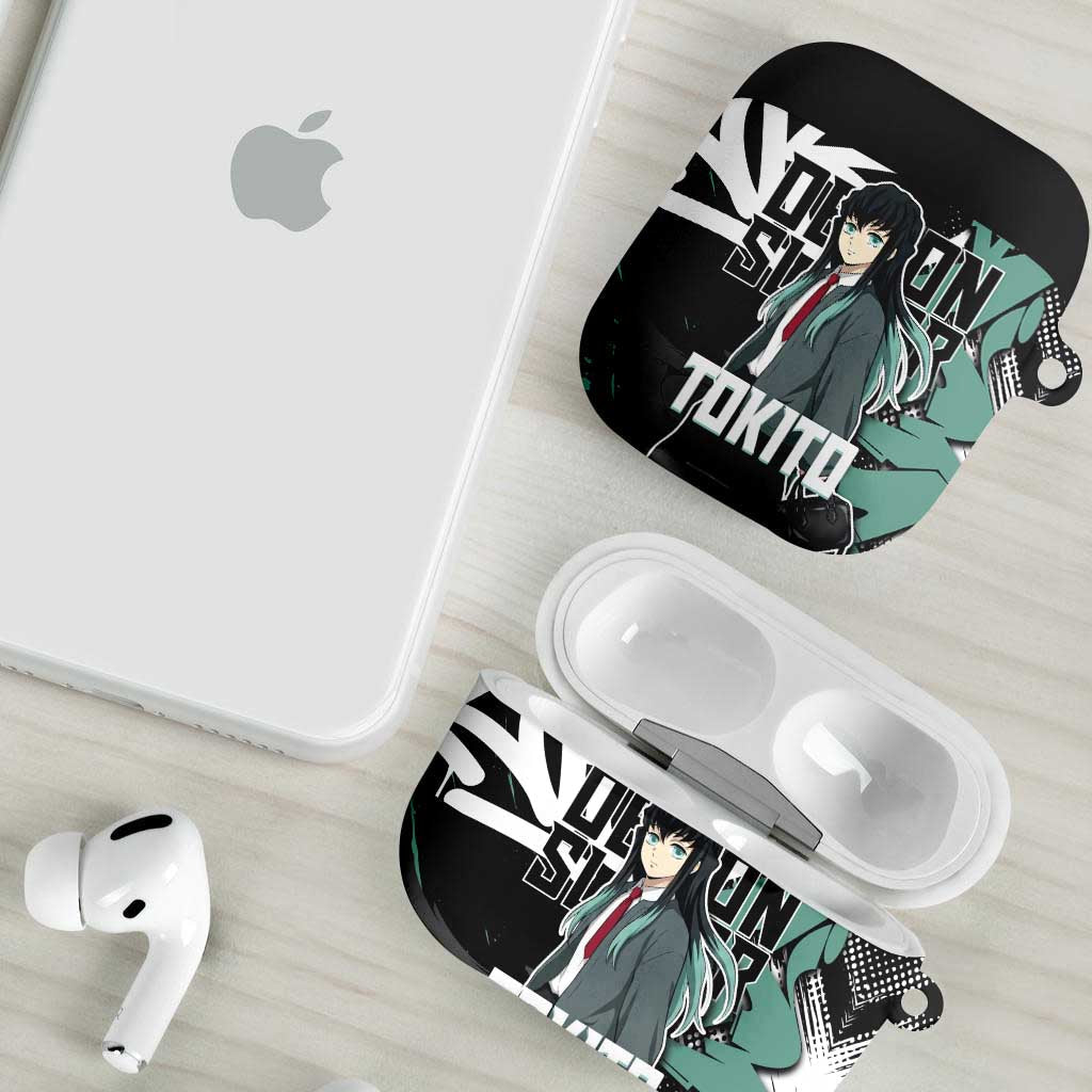Muichiro Tokito Demon Slayer AirPods Case Teal & Black Graffiti Anime