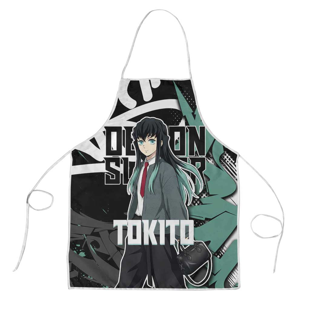Muichiro Tokito Demon Slayer Apron Teal & Black Graffiti Anime