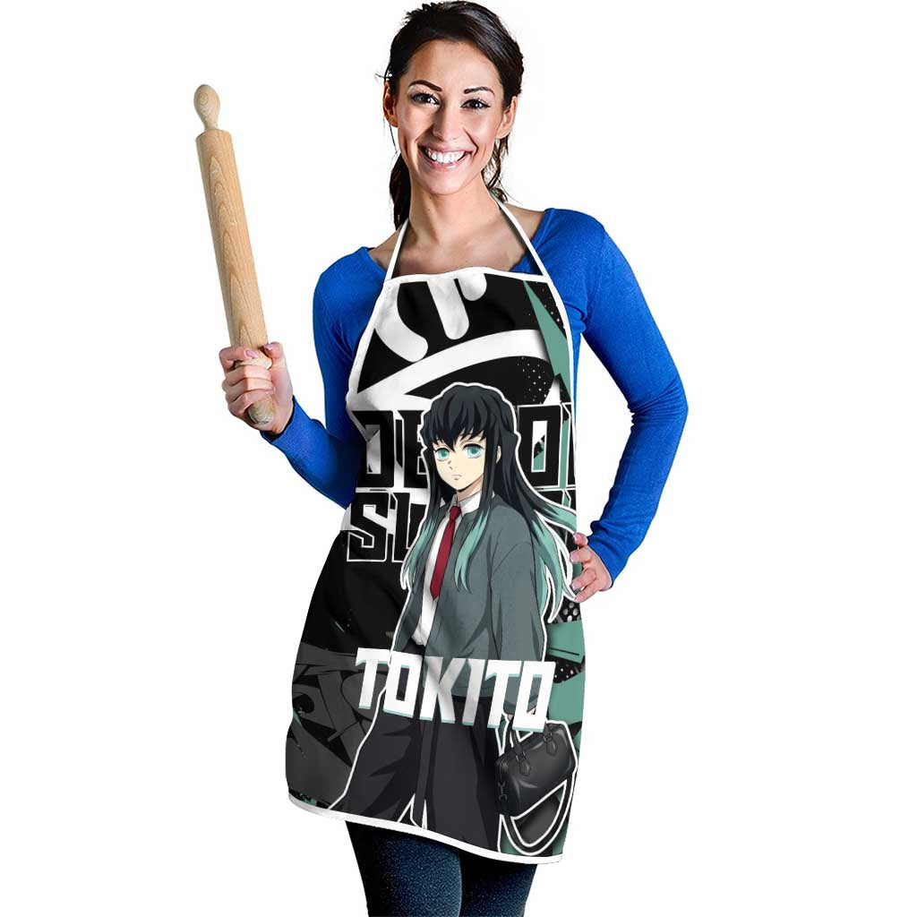Muichiro Tokito Demon Slayer Apron Teal & Black Graffiti Anime