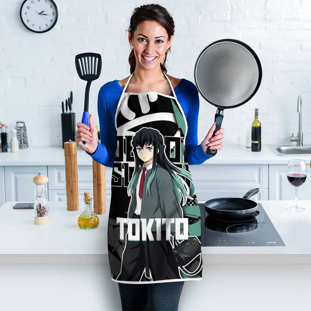 Muichiro Tokito Demon Slayer Apron Teal & Black Graffiti Anime