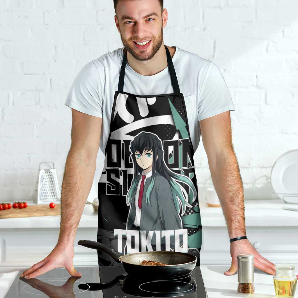 Muichiro Tokito Demon Slayer Apron Teal & Black Graffiti Anime