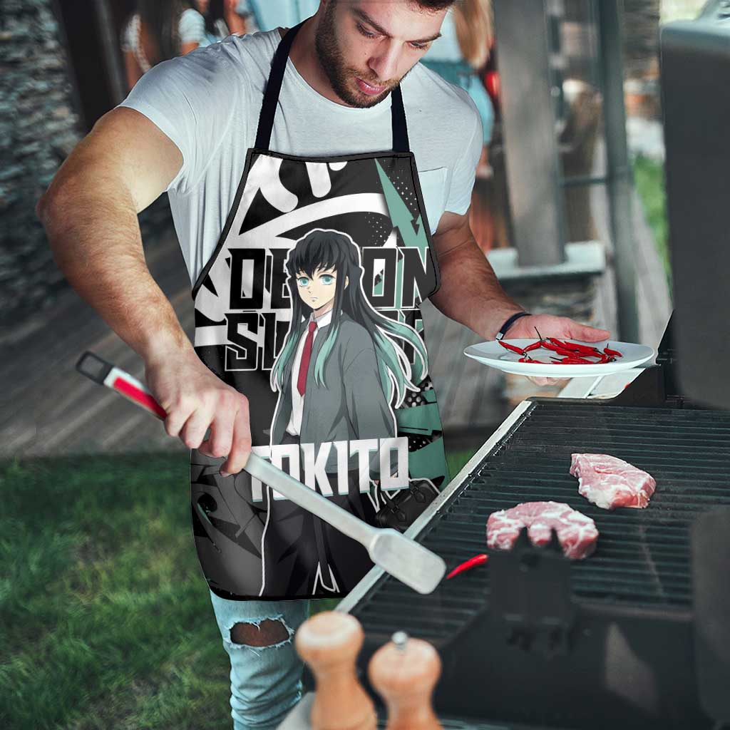 Muichiro Tokito Demon Slayer Apron Teal & Black Graffiti Anime