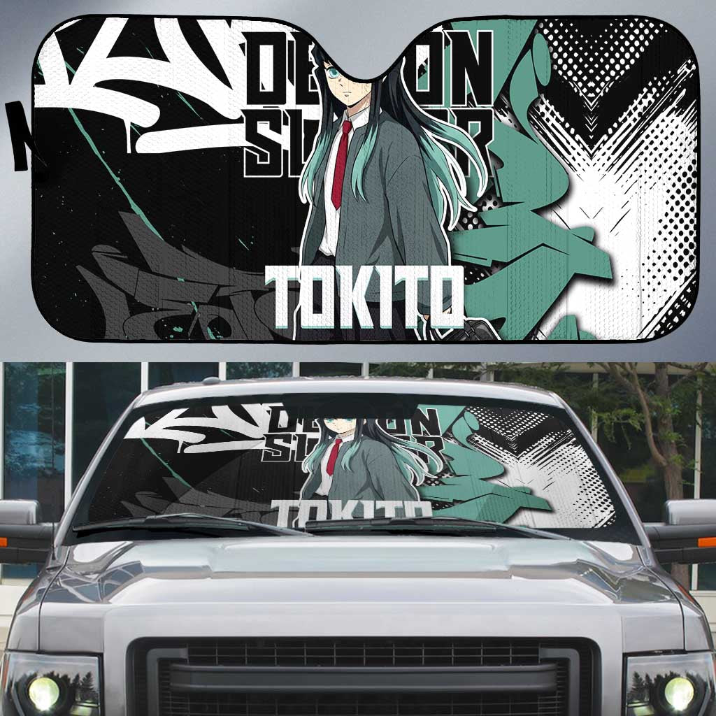 Muichiro Tokito Demon Slayer Auto Sun Shade Teal & Black Graffiti Anime