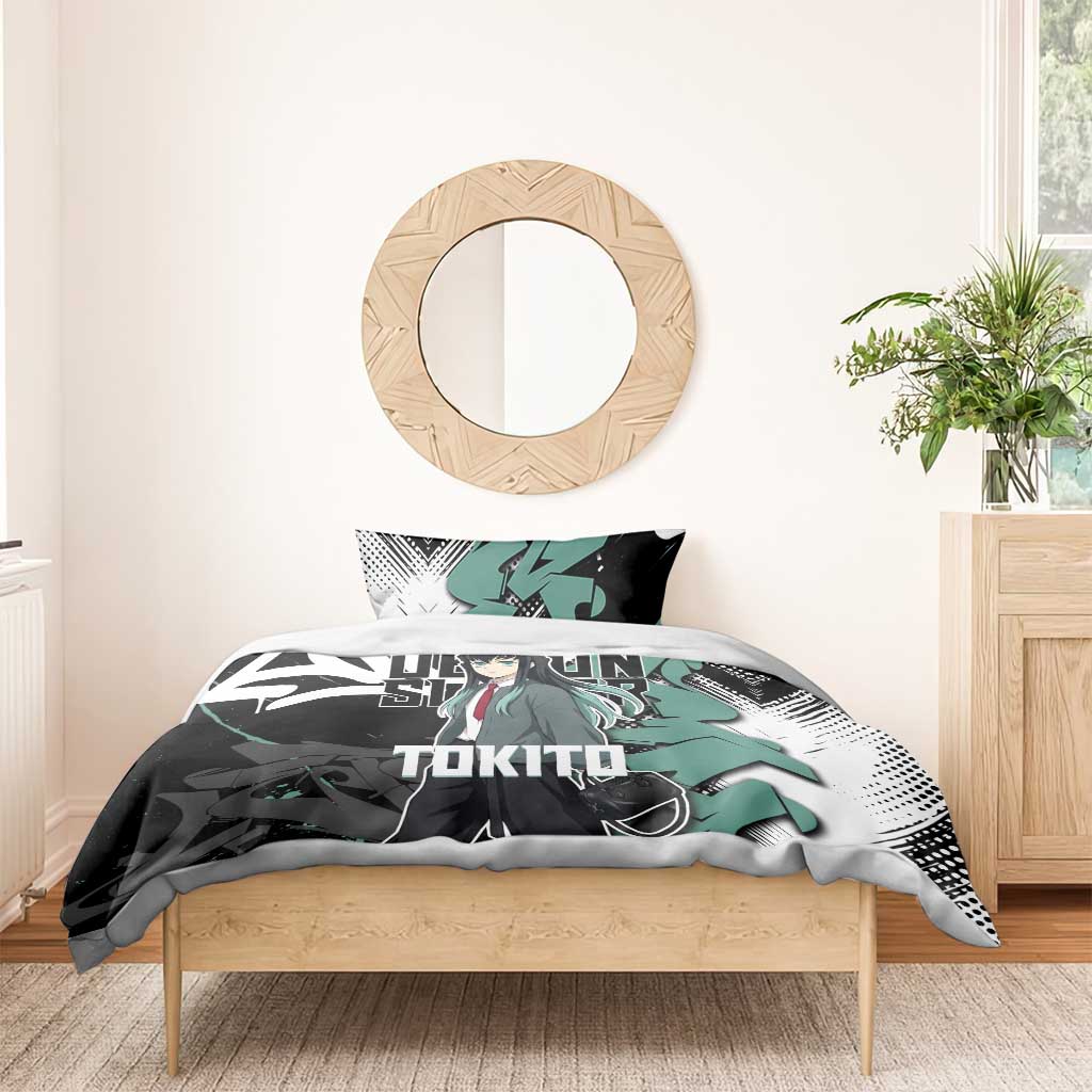 Muichiro Tokito Demon Slayer Bedding Set Teal & Black Graffiti Anime