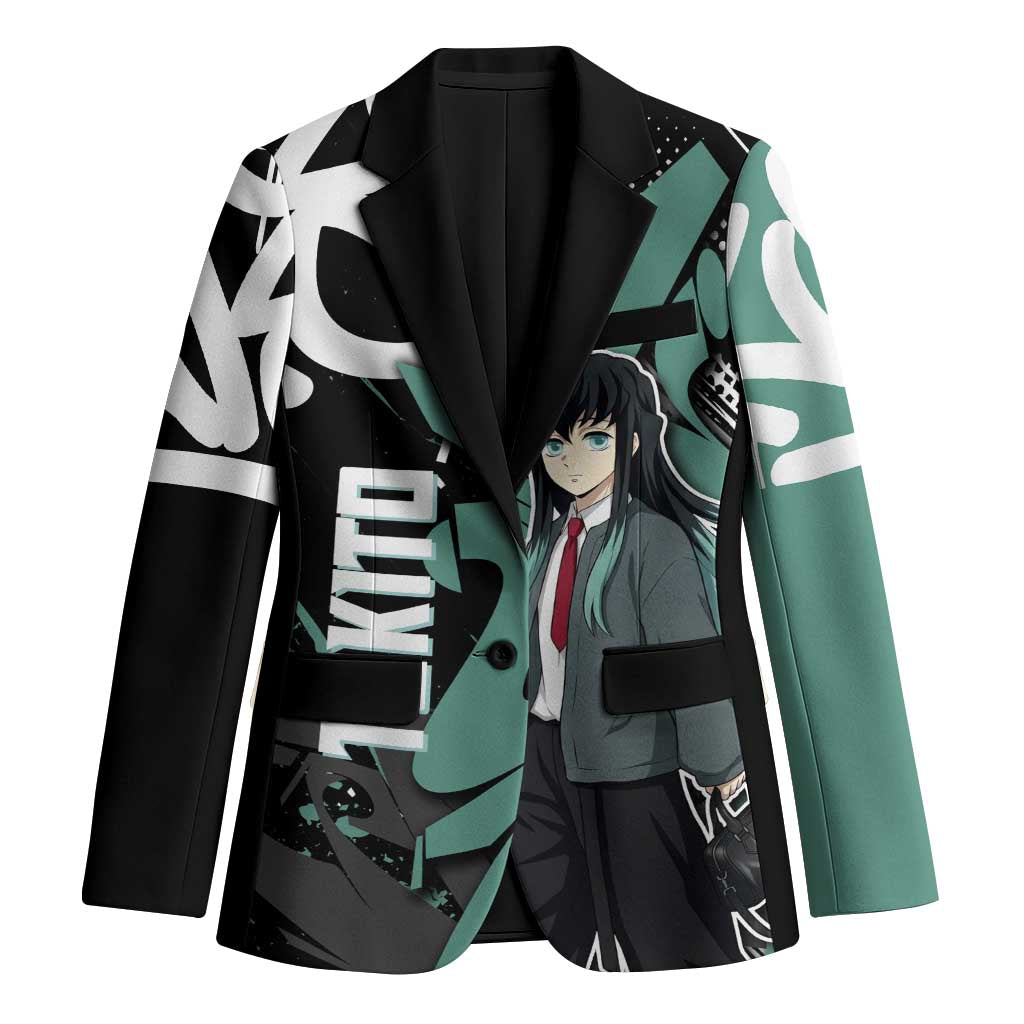 Muichiro Tokito Demon Slayer Blazer Teal & Black Graffiti Anime