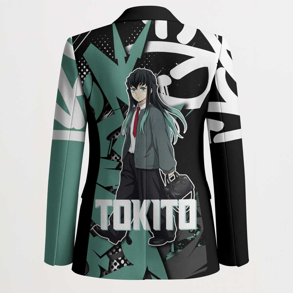 Muichiro Tokito Demon Slayer Blazer Teal & Black Graffiti Anime