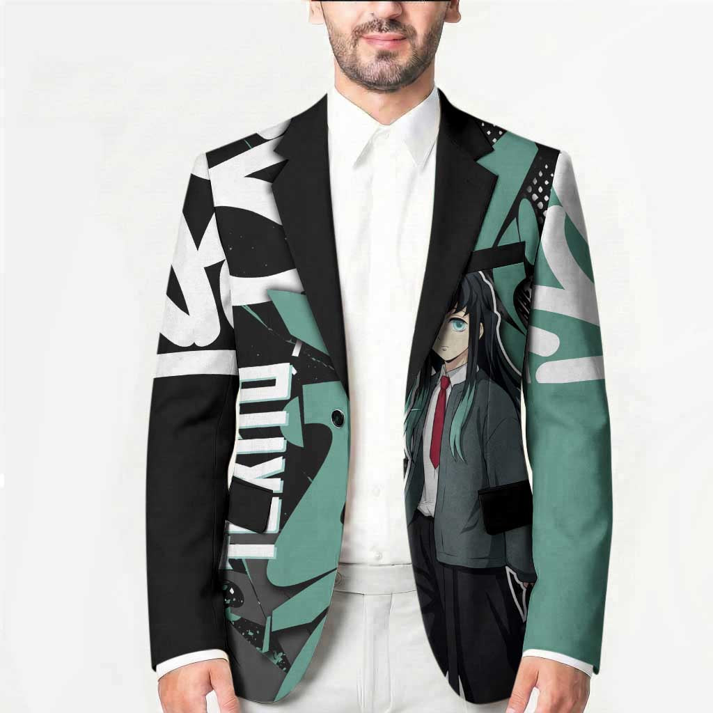 Muichiro Tokito Demon Slayer Blazer Teal & Black Graffiti Anime