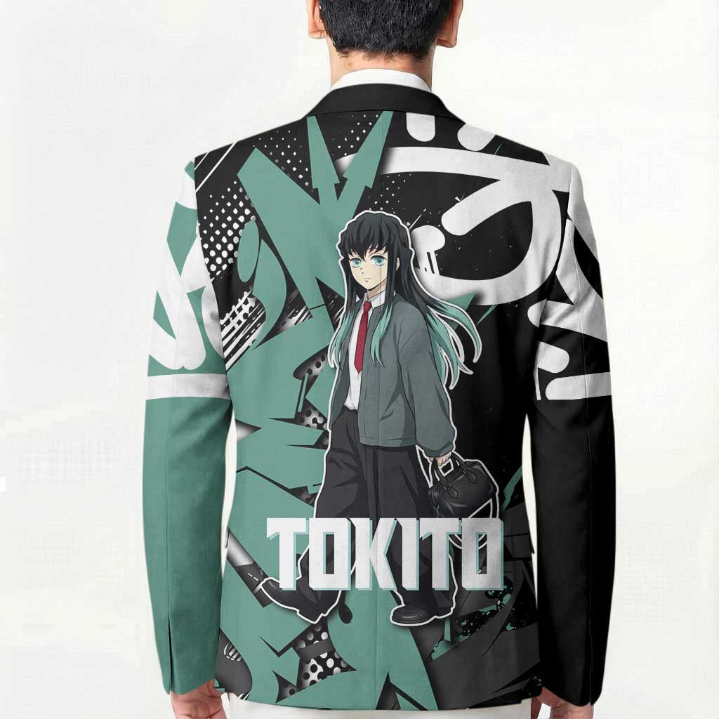 Muichiro Tokito Demon Slayer Blazer Teal & Black Graffiti Anime