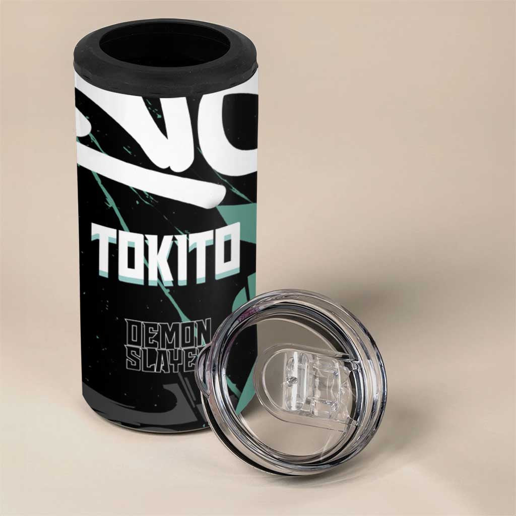 Muichiro Tokito Demon Slayer 4 in 1 Can Cooler Tumbler Teal & Black Graffiti Anime