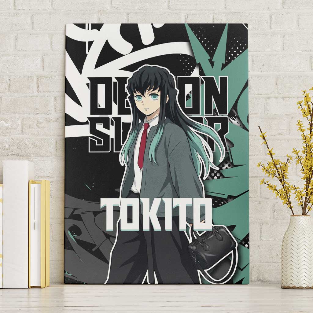 Muichiro Tokito Demon Slayer Canvas Wall Art Teal & Black Graffiti Anime