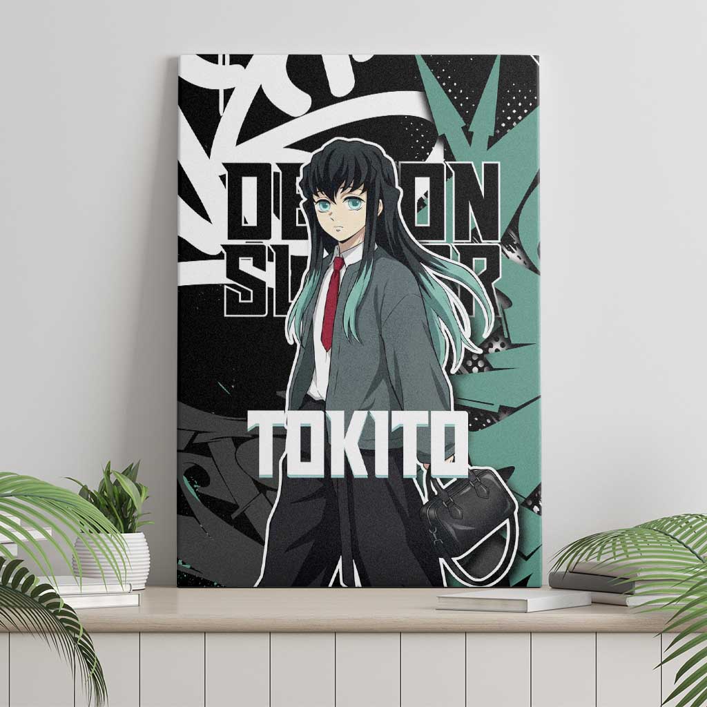 Muichiro Tokito Demon Slayer Canvas Wall Art Teal & Black Graffiti Anime