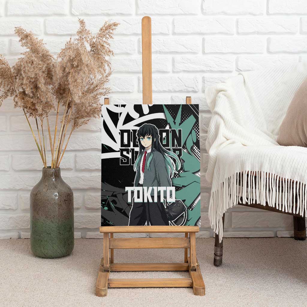 Muichiro Tokito Demon Slayer Canvas Wall Art Teal & Black Graffiti Anime