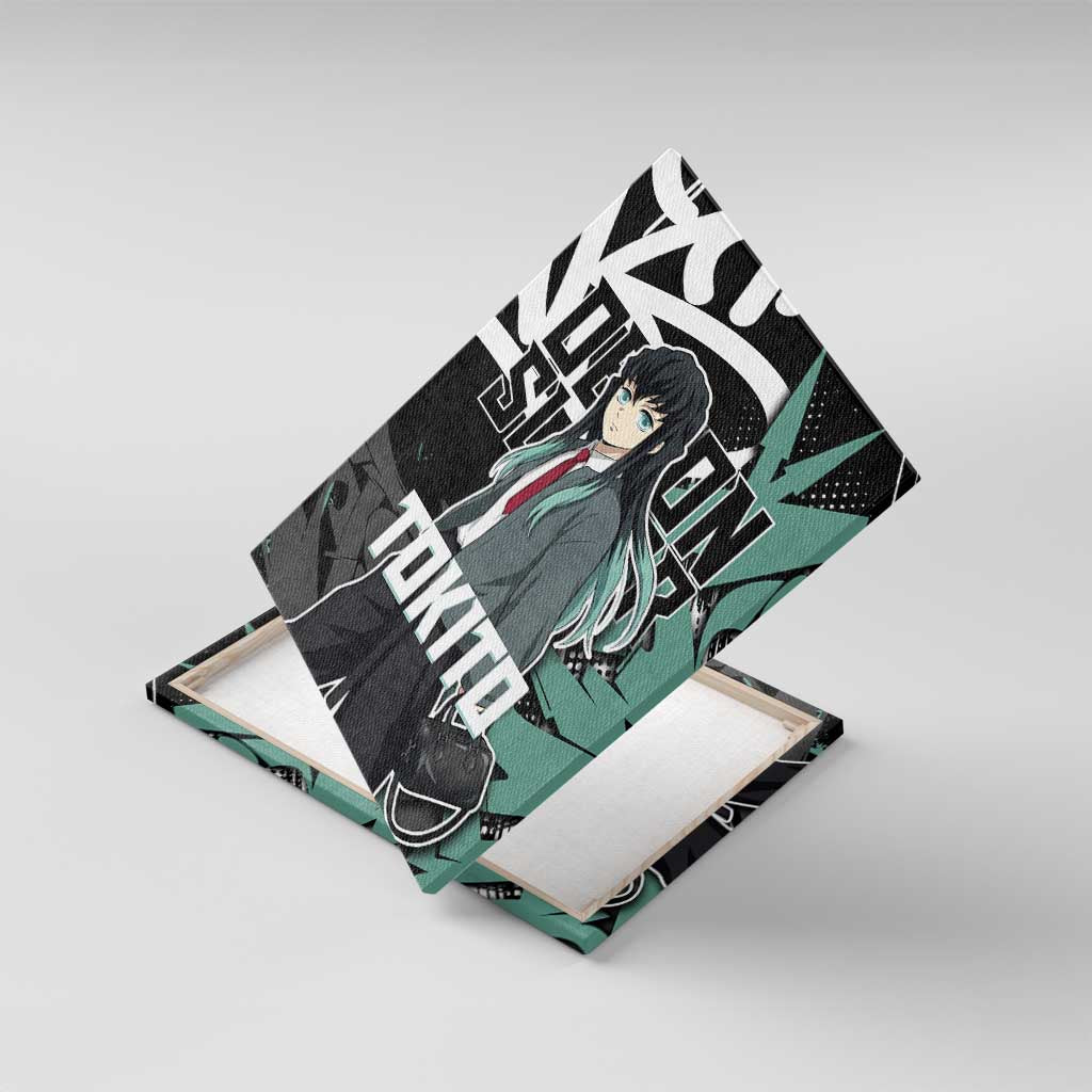 Muichiro Tokito Demon Slayer Canvas Wall Art Teal & Black Graffiti Anime