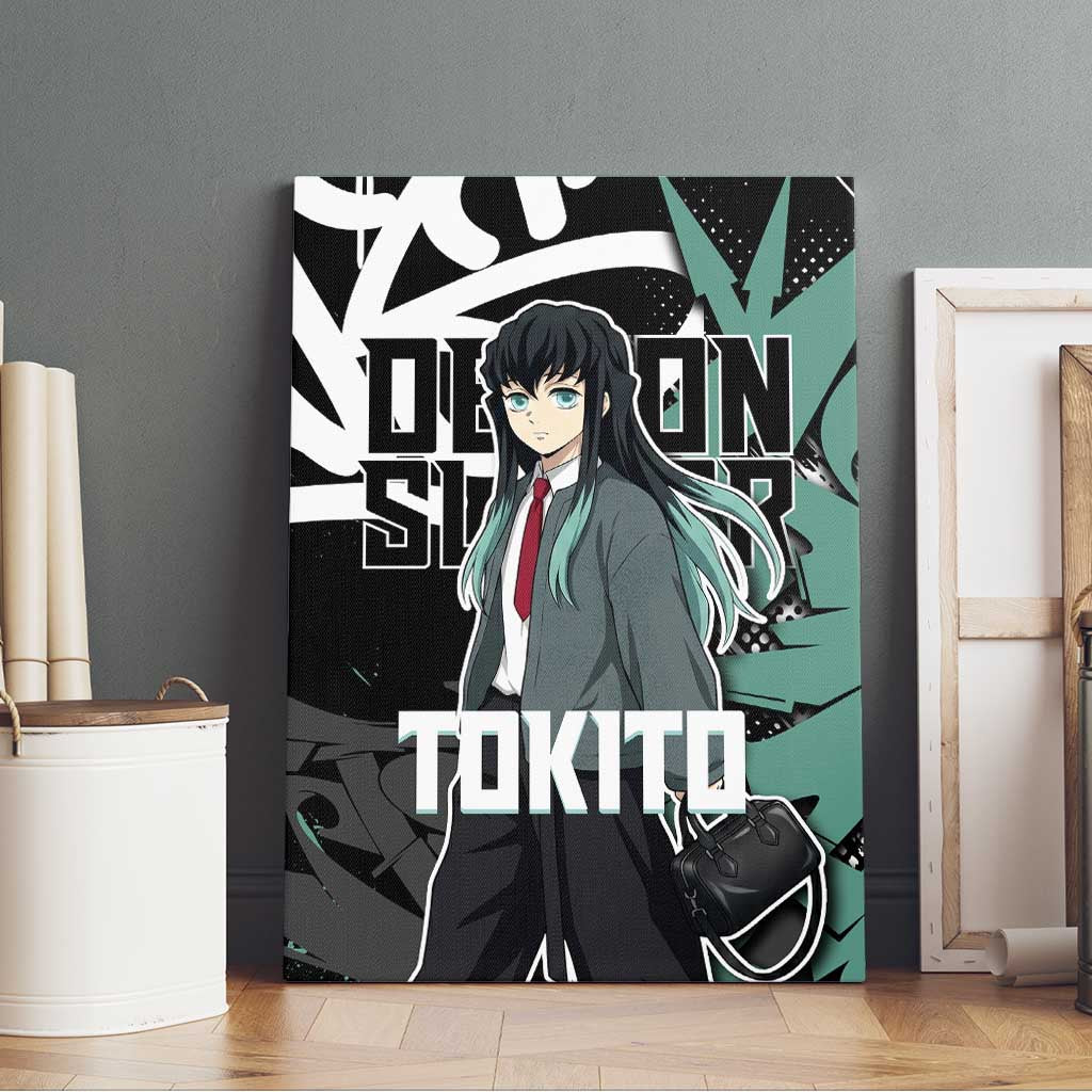 Muichiro Tokito Demon Slayer Canvas Wall Art Teal & Black Graffiti Anime