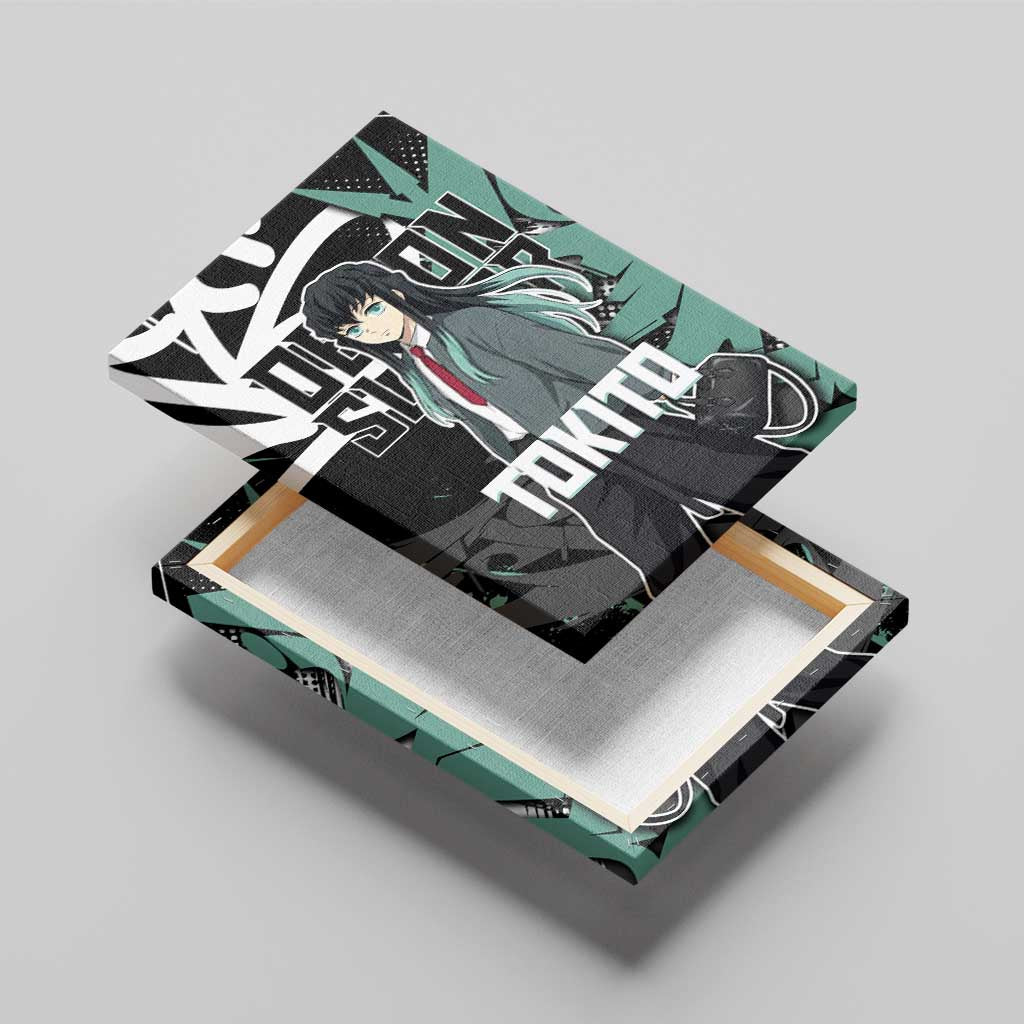 Muichiro Tokito Demon Slayer Canvas Wall Art Teal & Black Graffiti Anime