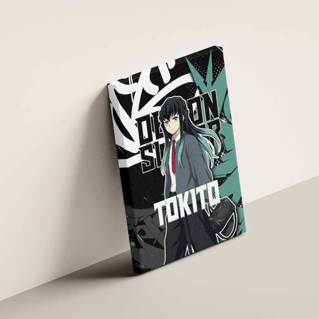 Muichiro Tokito Demon Slayer Canvas Wall Art Teal & Black Graffiti Anime