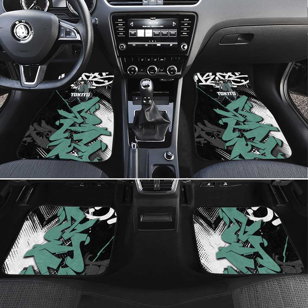 Muichiro Tokito Demon Slayer Car Mats Teal & Black Graffiti Anime