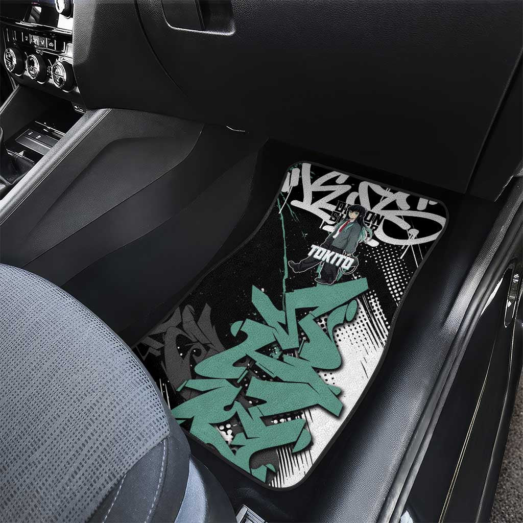 Muichiro Tokito Demon Slayer Car Mats Teal & Black Graffiti Anime