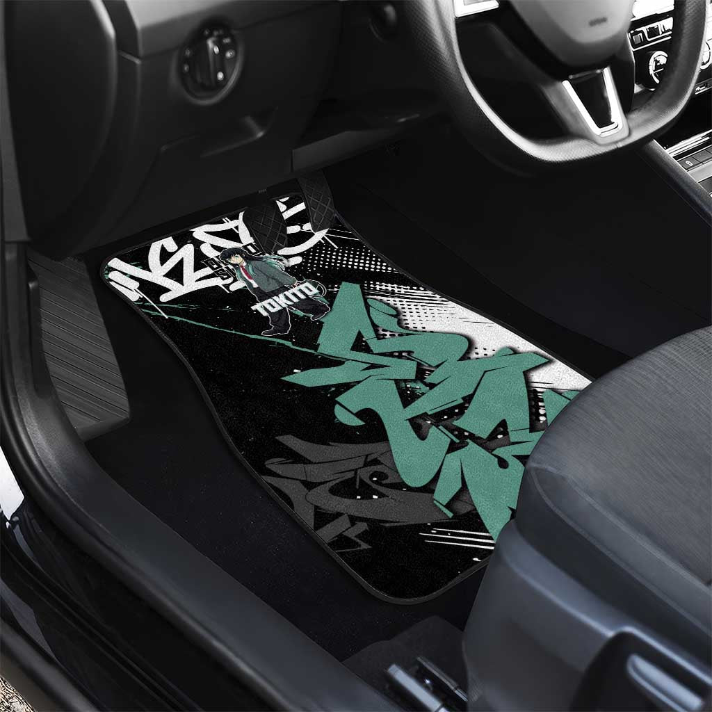 Muichiro Tokito Demon Slayer Car Mats Teal & Black Graffiti Anime