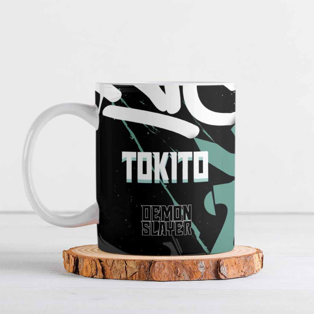 Muichiro Tokito Demon Slayer Ceramic Mug Teal & Black Graffiti Anime