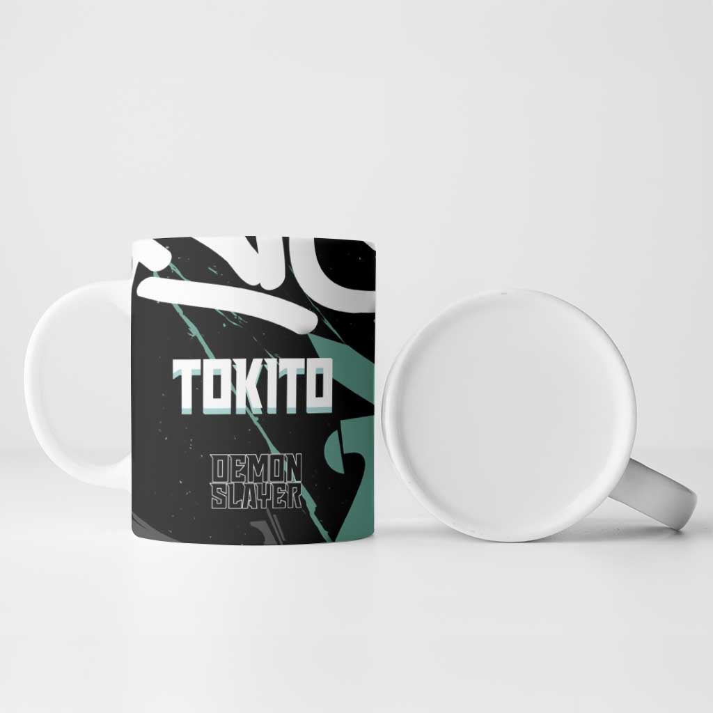 Muichiro Tokito Demon Slayer Ceramic Mug Teal & Black Graffiti Anime